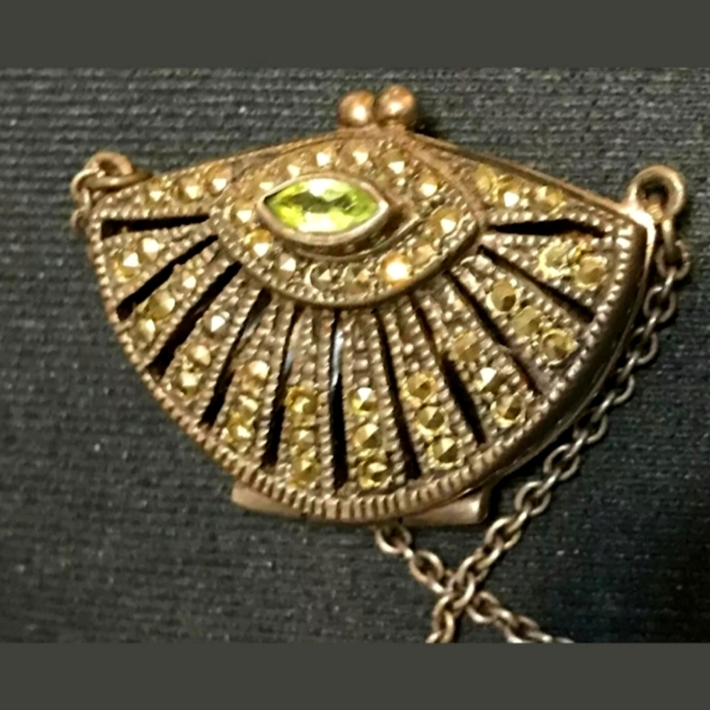 Vintage art deco style evil eye locket opens